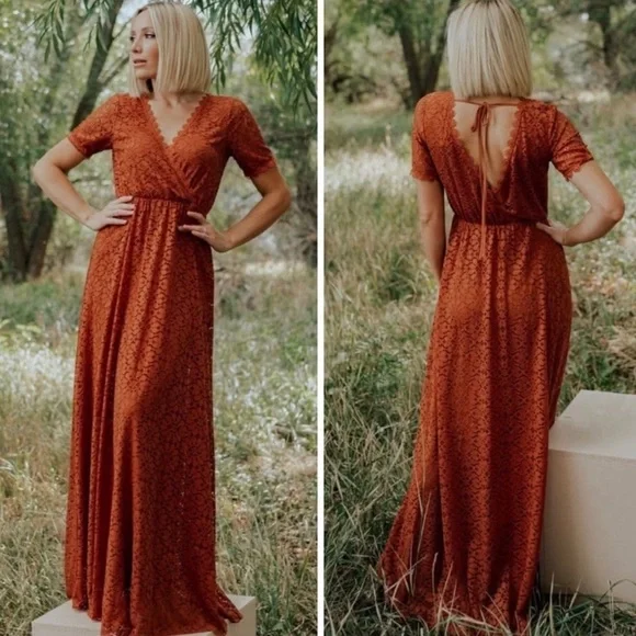 Baltic Born | Dresses | Baltic Born Venice Lace Maxi Dress In Rust Orange  Sz S | Poshmark